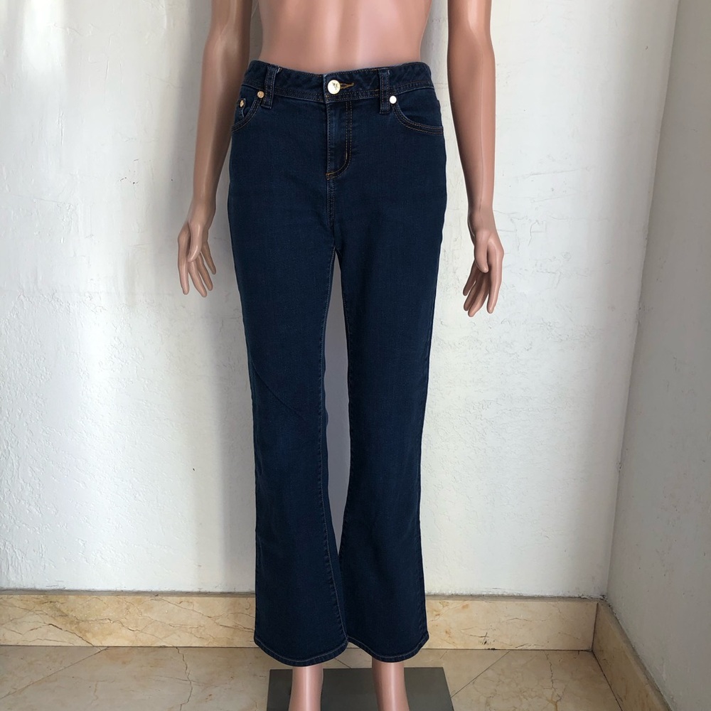 Tory Burch Classic Tory Boot Dark Blue Denim Jeans Pants Women’s Size 29 Elastic